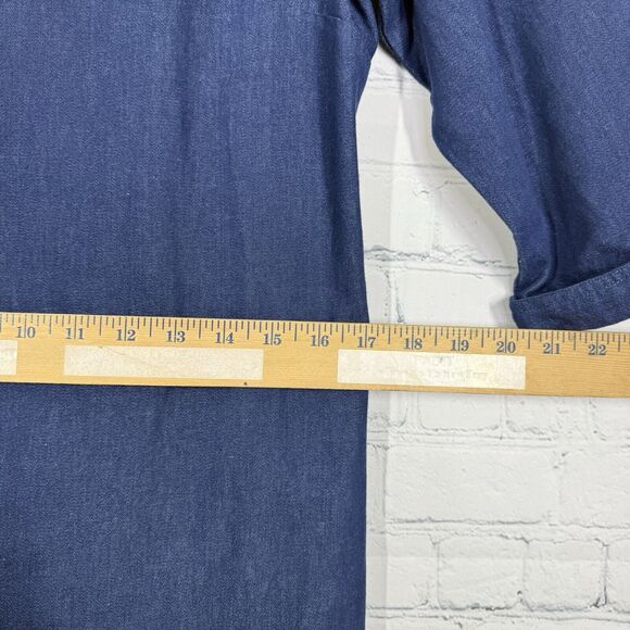 VTG 90's Talbots Maxi Dress Size 8 Blue Chambray Denim Button Down Cape Duster - Picture 15 of 15